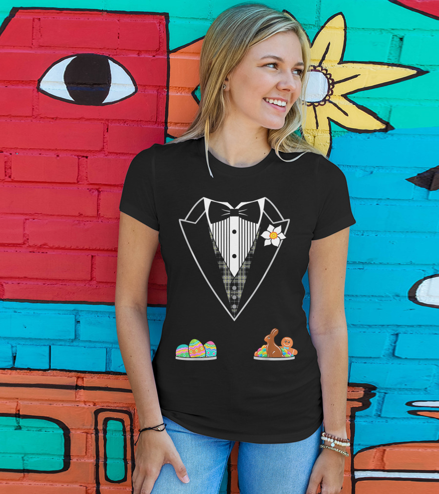 Easter Tuxedo With Eggs Chocolate Bunny And Gingerbread T-Shirt