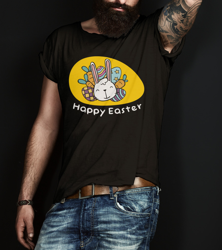 Happy Easter Bunny With Colorful Eggs T-Shirt