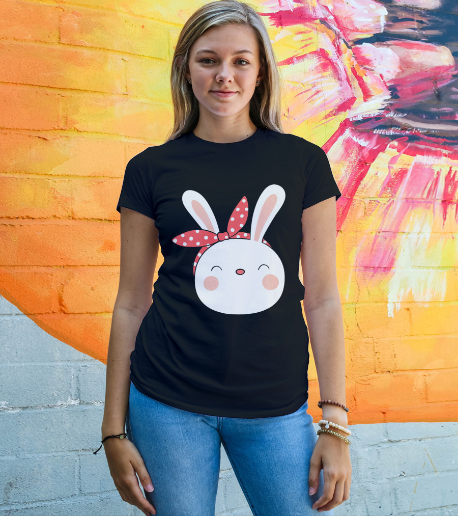 Easter Bunny With Polka Dot Headband T-Shirt