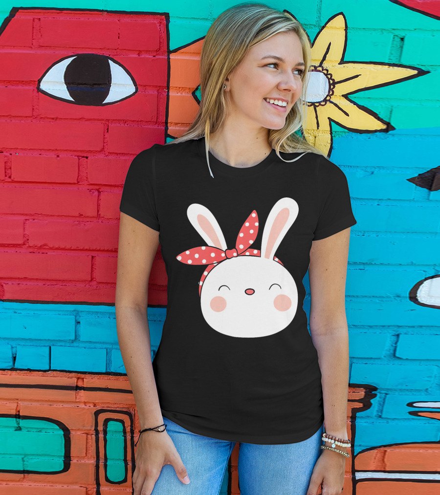 Easter Bunny With Polka Dot Headband T-Shirt