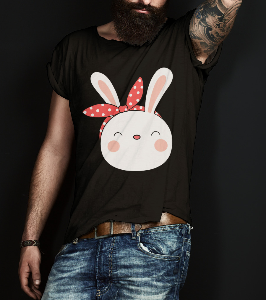 Easter Bunny With Polka Dot Headband T-Shirt