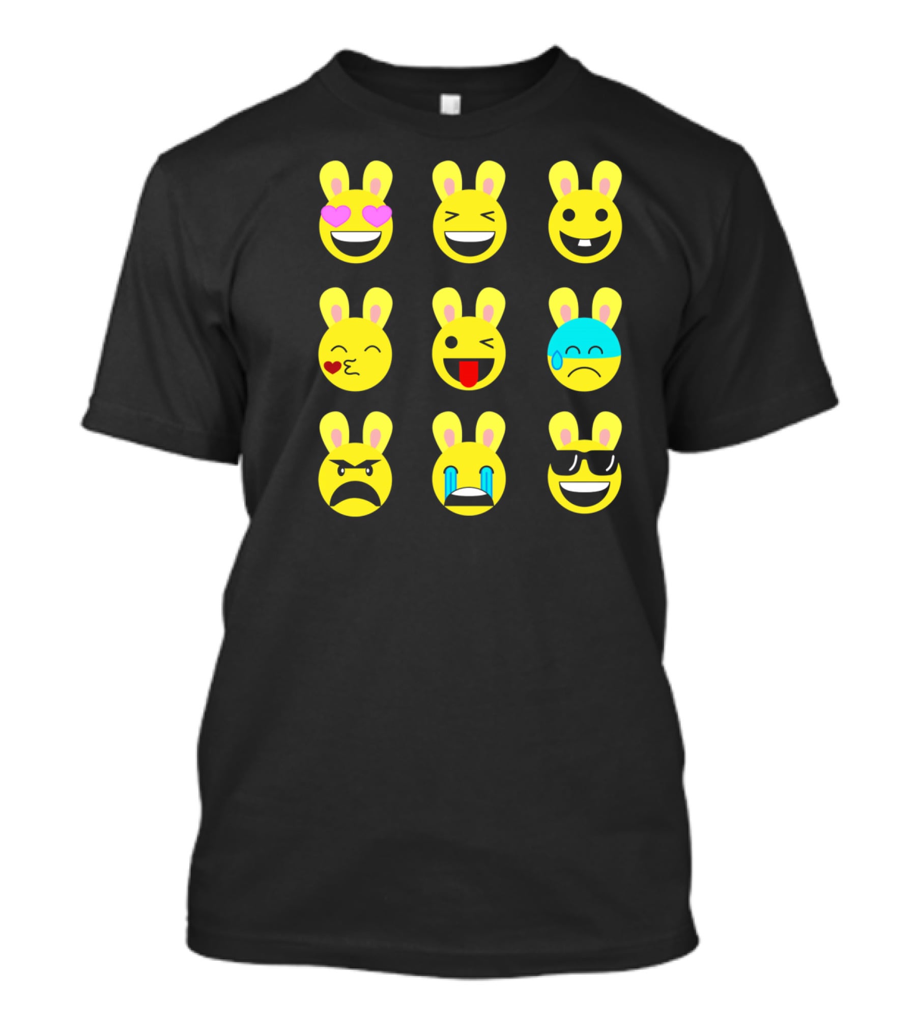 Cool Funny Emoticon Emojis Easter Bunny Faces T-Shirt