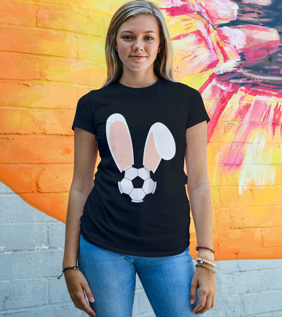 Easter Rabbit Bunny Ears Soccer Ball Combination T-Shirt