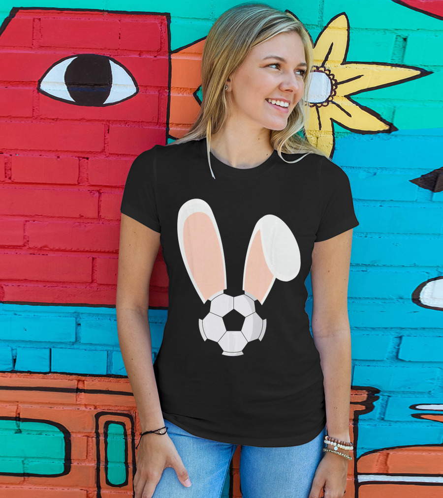 Easter Rabbit Bunny Ears Soccer Ball Combination T-Shirt