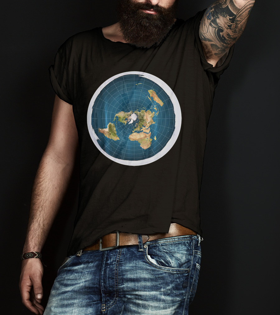 Map Of The Flat Earth Circular Projection T-Shirt