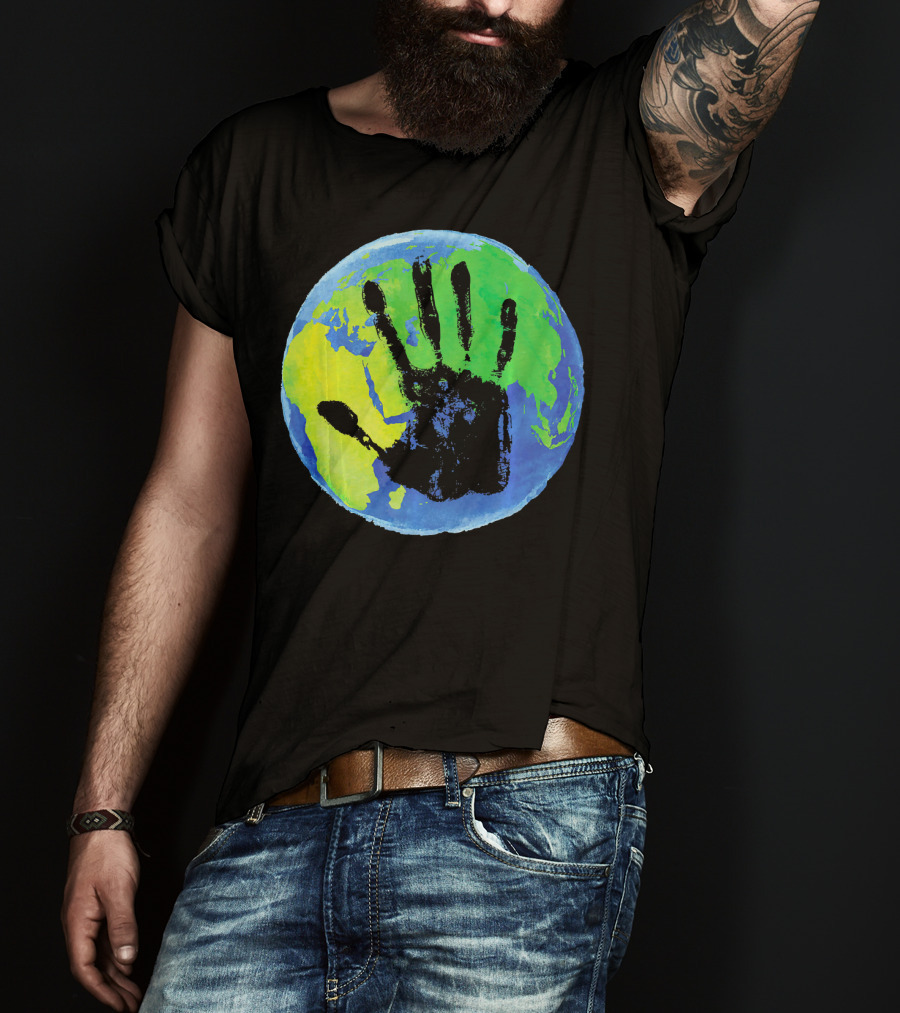 Earth Day Globe With Handprint Nature Conservation T-Shirt