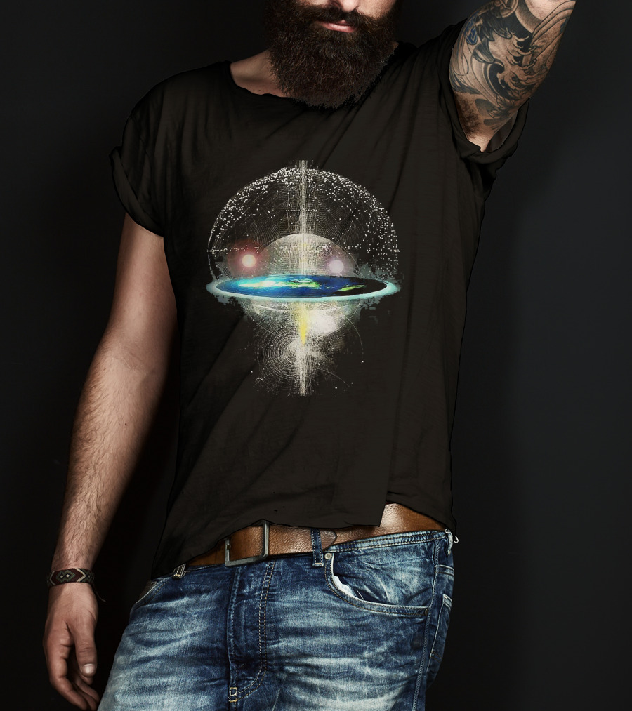 Flat Earth Cosmic Celestial Universe Symmetry T-Shirt