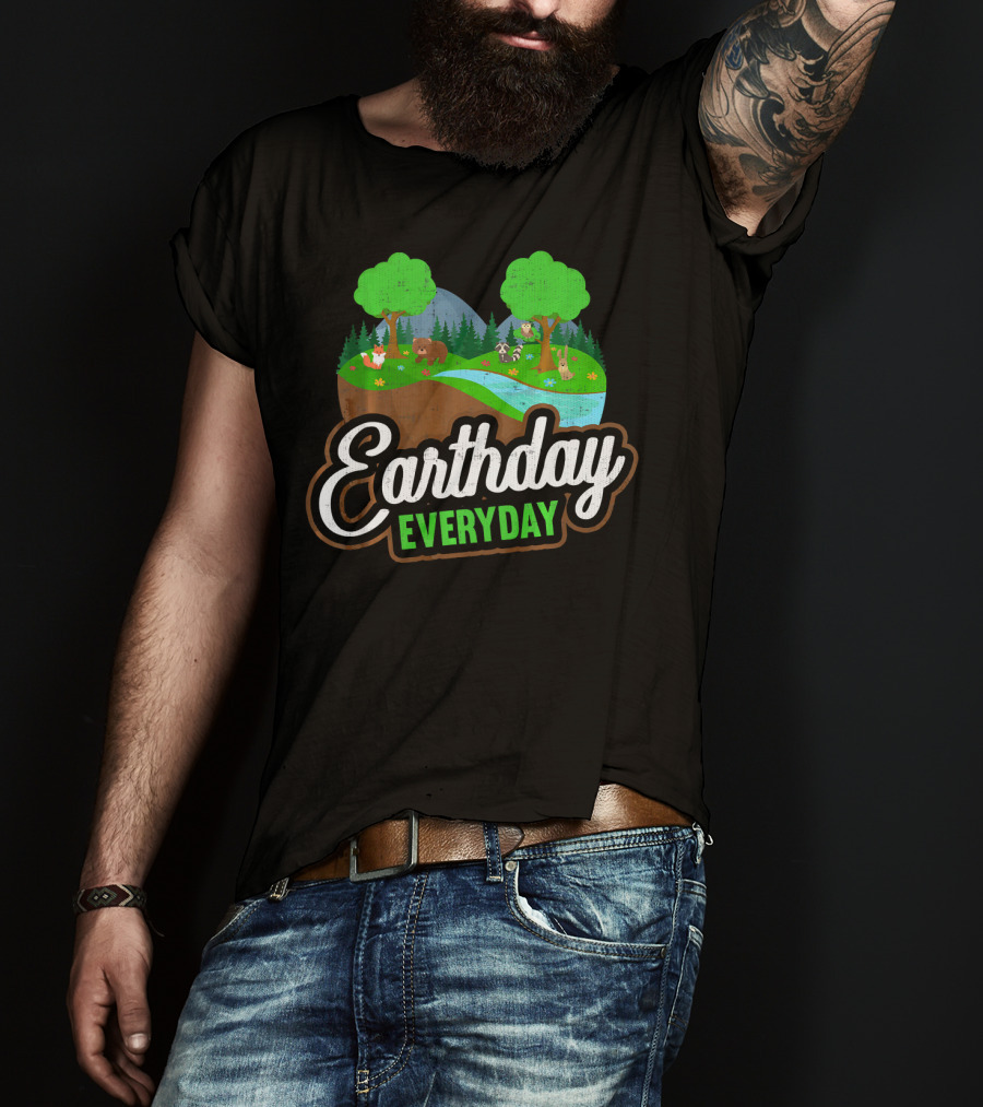 Earth Day Every Day Conservation Wildlife Nature Scene T-Shirt
