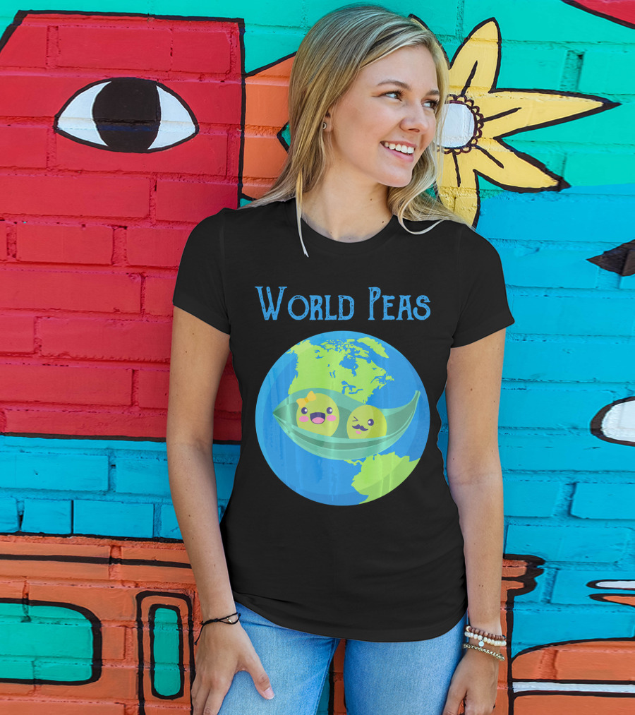 World Peas Funny World Peace Pun Earth Peas T-Shirt