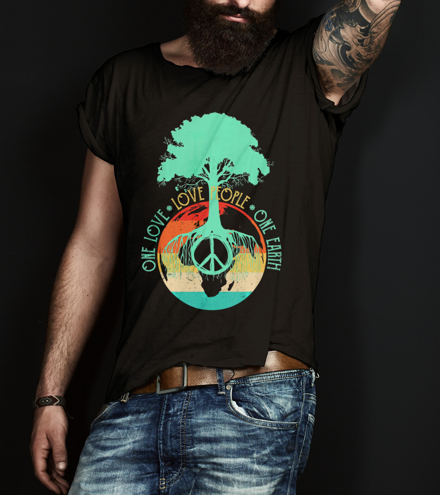 One Love People One Earth Peace Tree T-Shirt