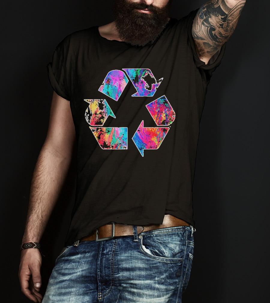 Earth Day Vintage Recycle Reduce Reuse Psychedelic Colorful T-Shirt