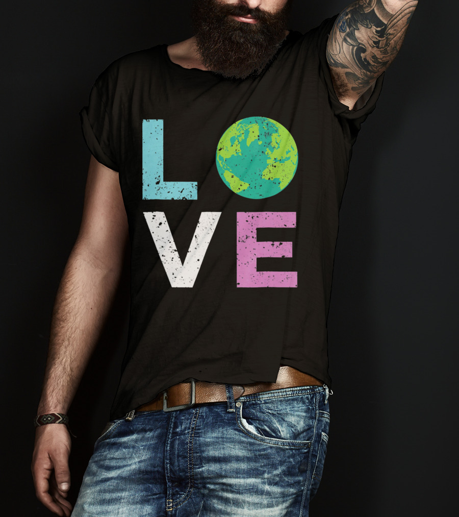 LOVE Earth Day With Globe Vin Earth T-Shirt