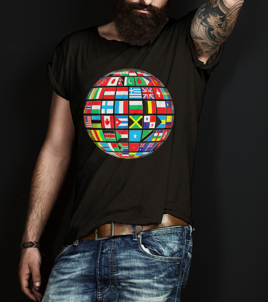 World Flag Buttons Global Flags Sphere T-Shirt