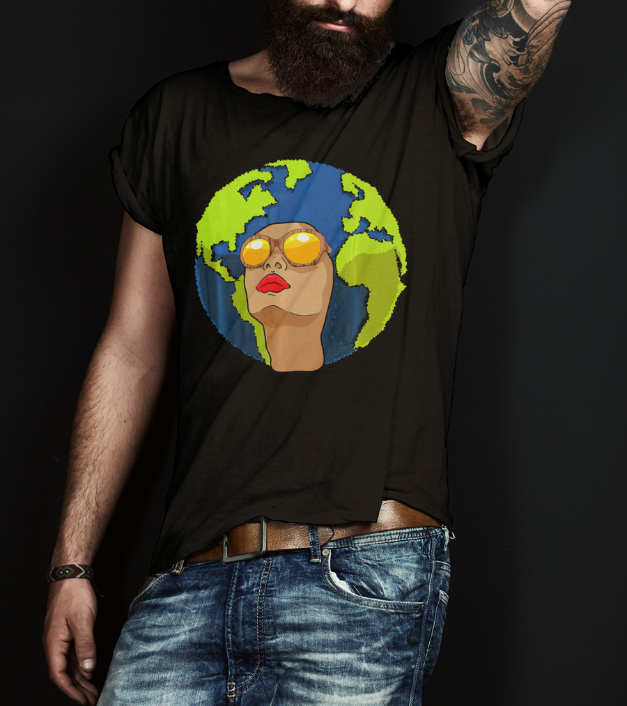 Arbor Mother Earth Day Sunglasses Reflection Globe Face T-Shirt
