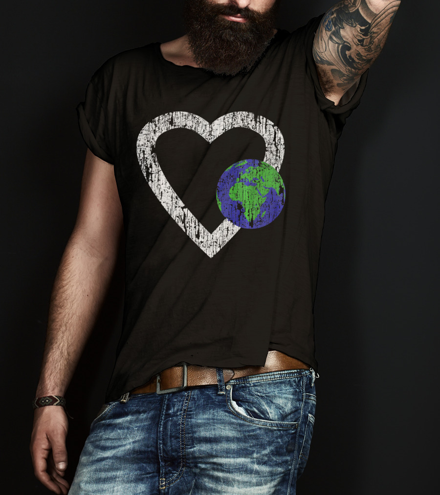 I Love Planet Earth Day Climate Change Heart World T-Shirt