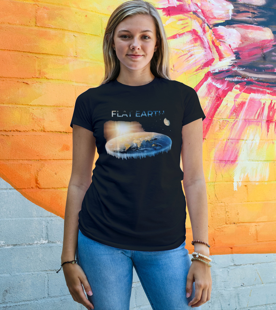 Flat Earth Dome Map With Sun And Moon T-Shirt