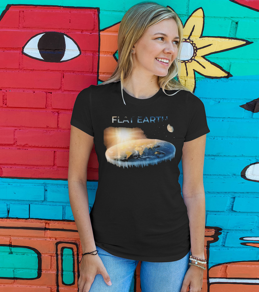 Flat Earth Dome Map With Sun And Moon T-Shirt