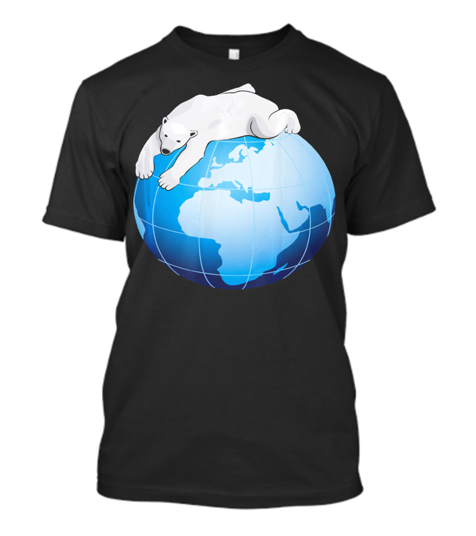 Cute Polar Bear Hugging Earth For Earth Day T-Shirt