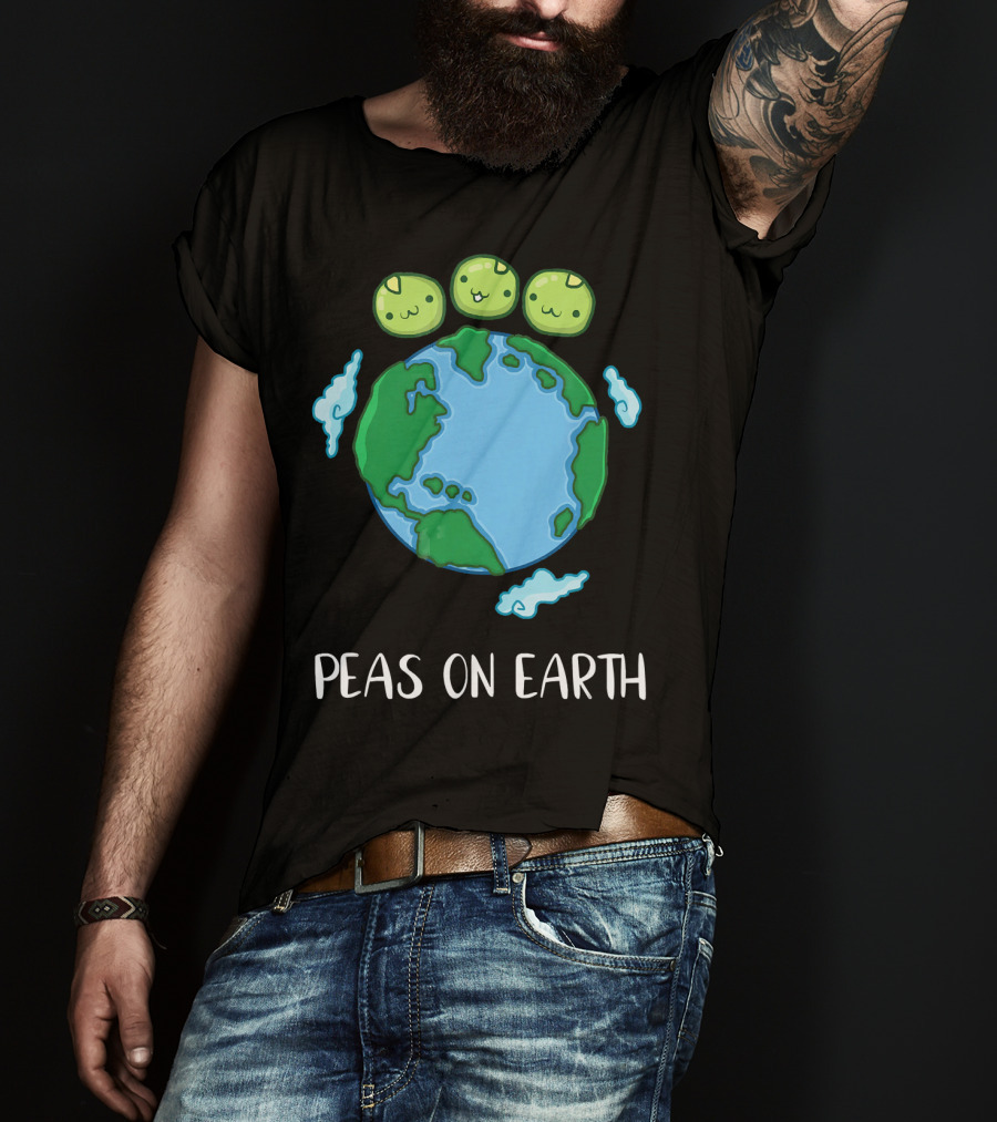 Peas On Earth Funny Peace Globe Cartoon T-Shirt