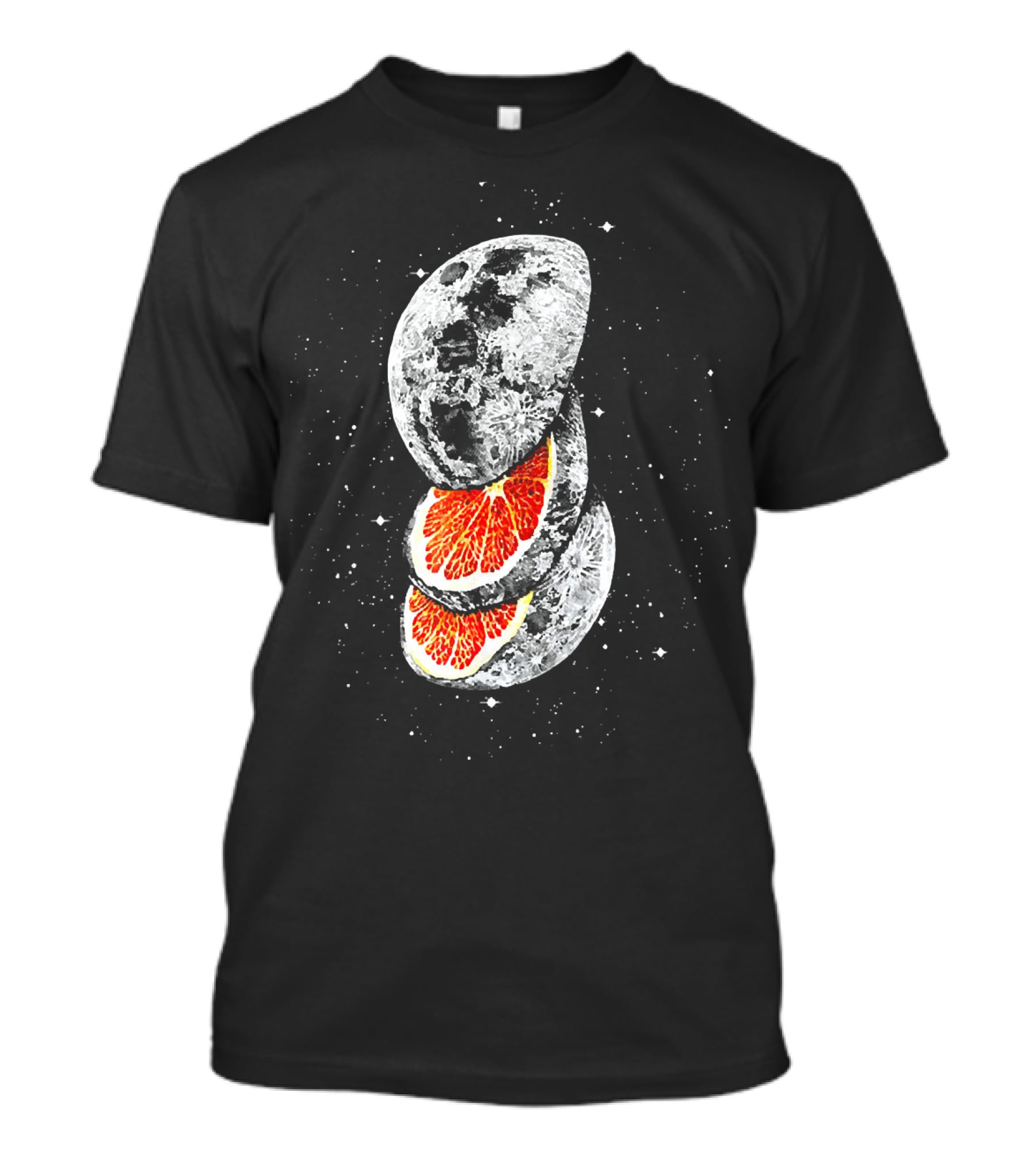 Lunar Fruit Orange Slices With Celestial Moon Earth T-Shirt
