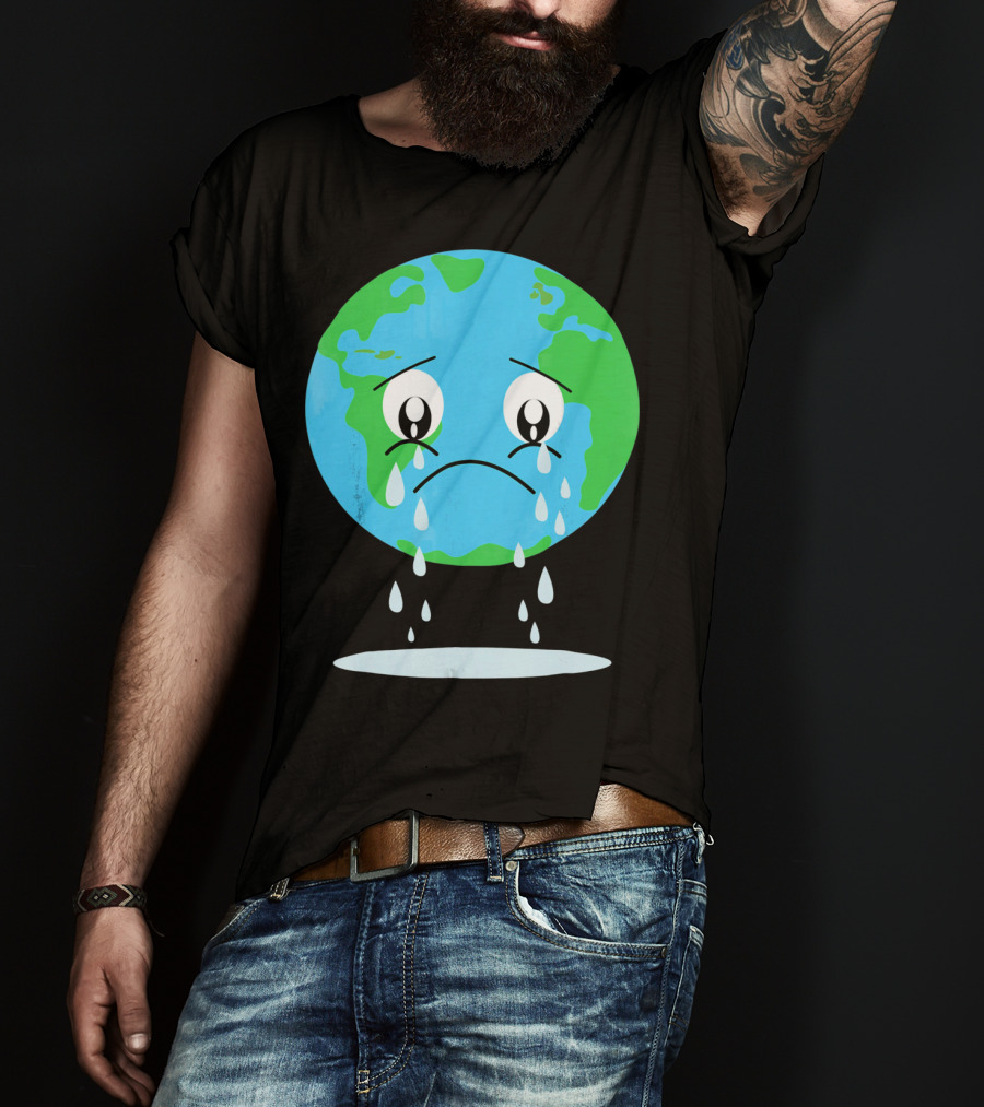 Sad Earth Crying Environmental Green Planet T-Shirt