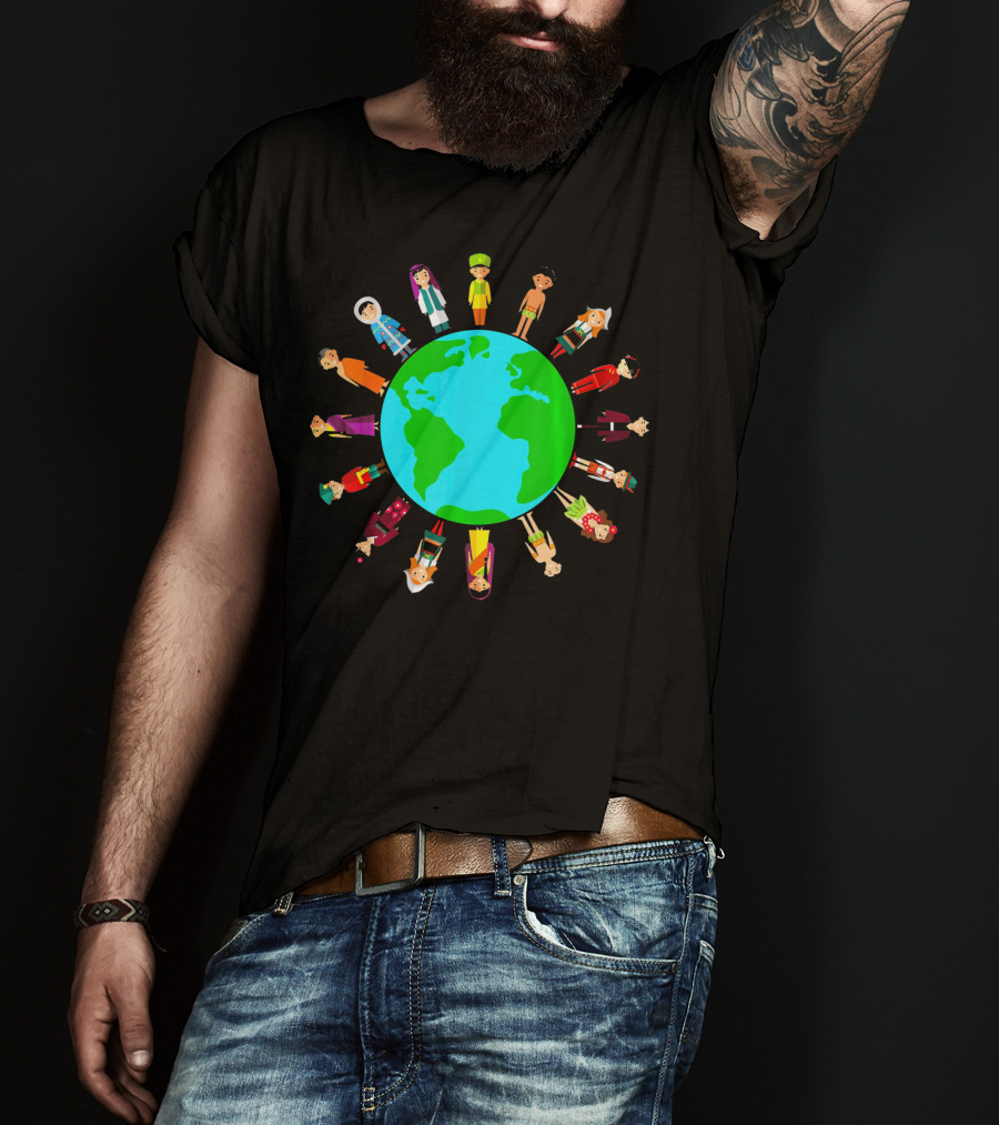 Happy Earth Day Global Unity With Diverse People Around The World T-Shirt
