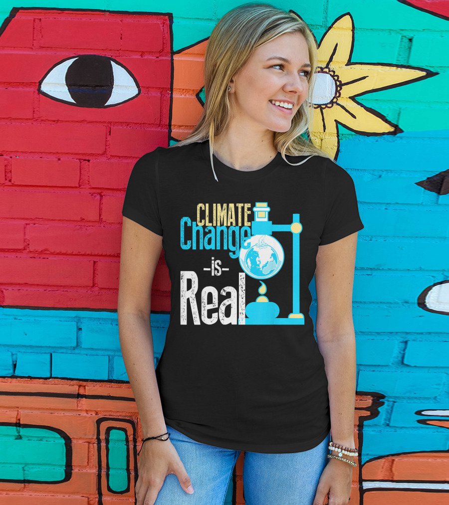 Climate Change Is Real Earth On Fire Scientific T-Shirt