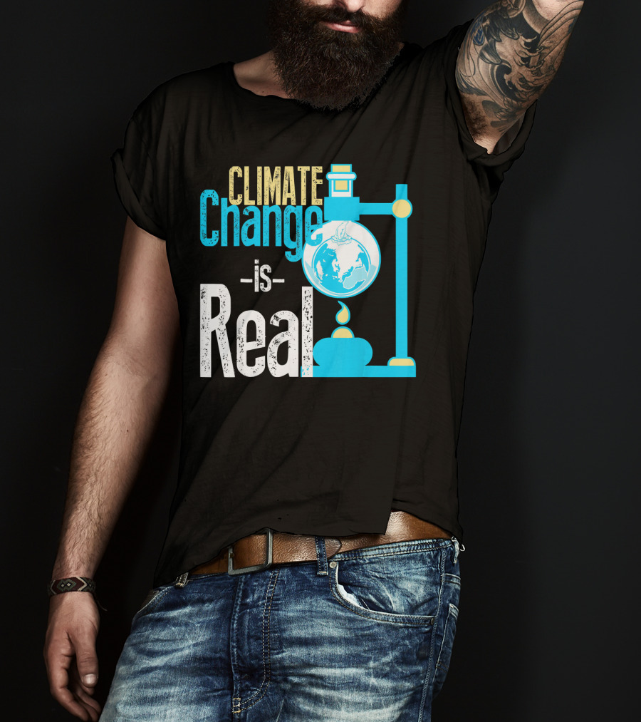 Climate Change Is Real Earth On Fire Scientific T-Shirt