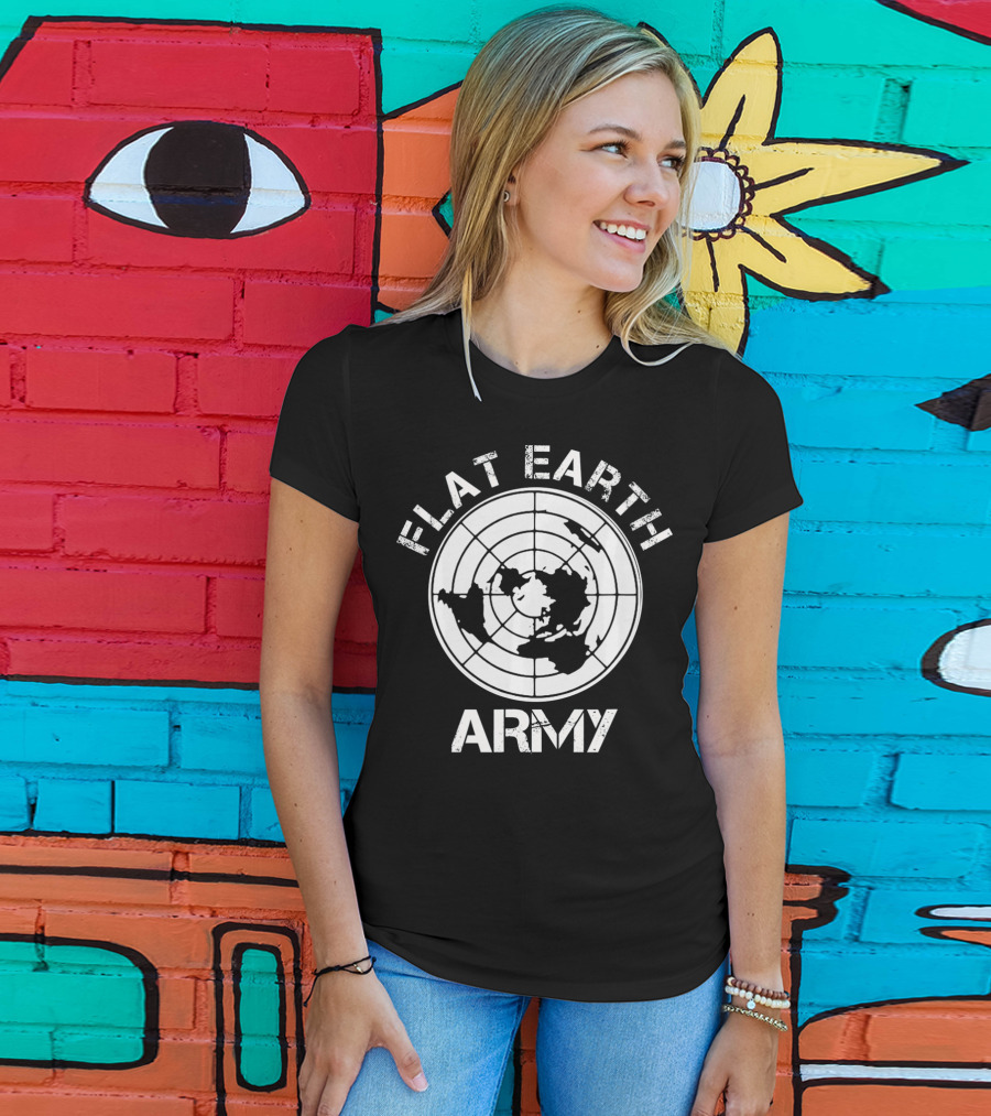 Flat Earth Army Map Emblem T-Shirt
