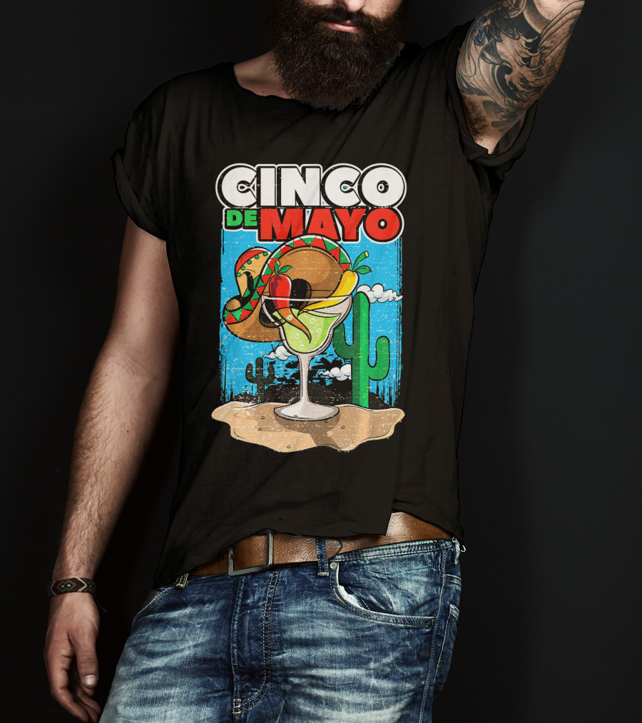 Cinco De Mayo Margarita Cactus Sombrero Fiesta T-Shirt