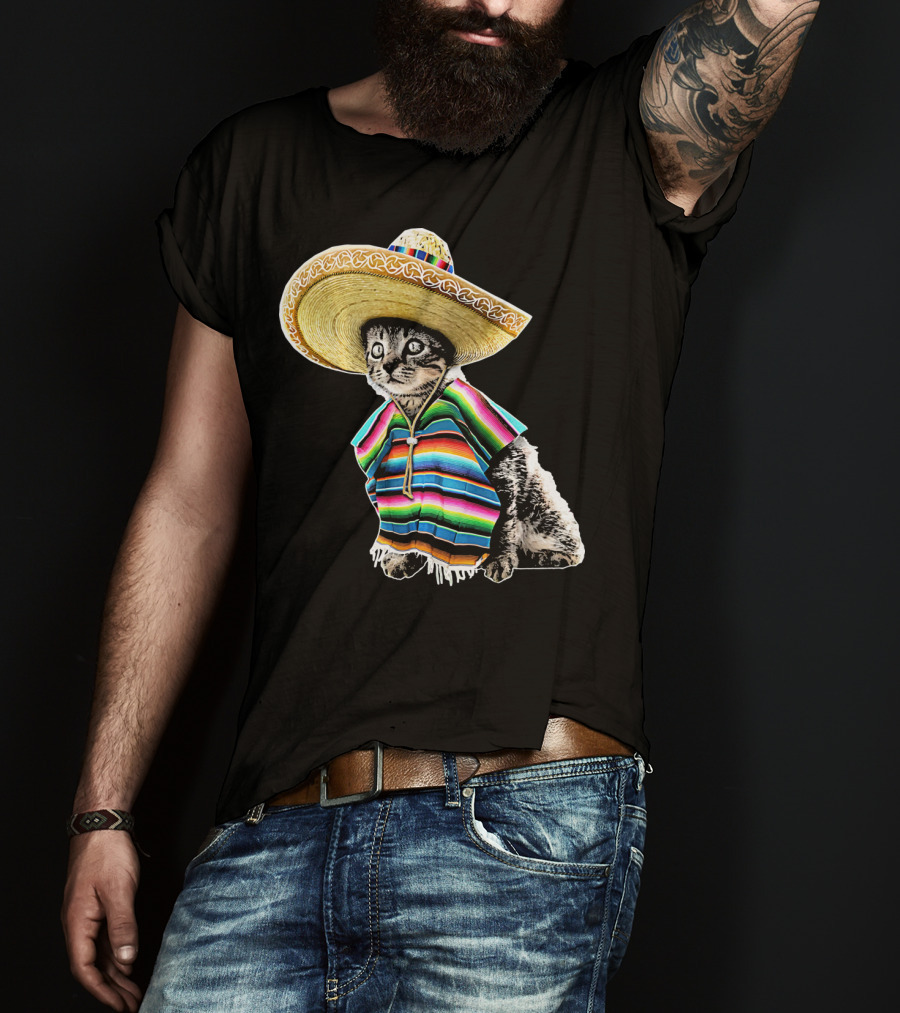 Cinco De Mayo Cat Sombrero Funny Fiesta Kitten T-Shirt