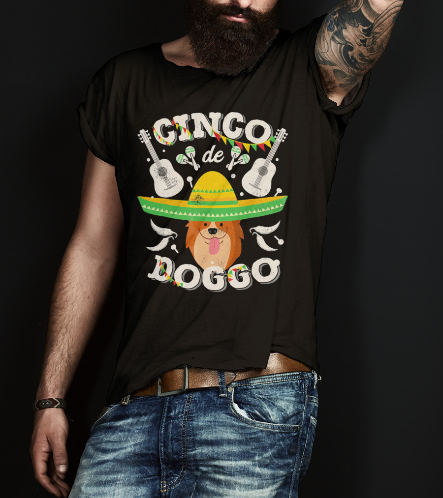 Cinco De Doggo Corgi Sombrero Guitars And Maracas T-Shirt