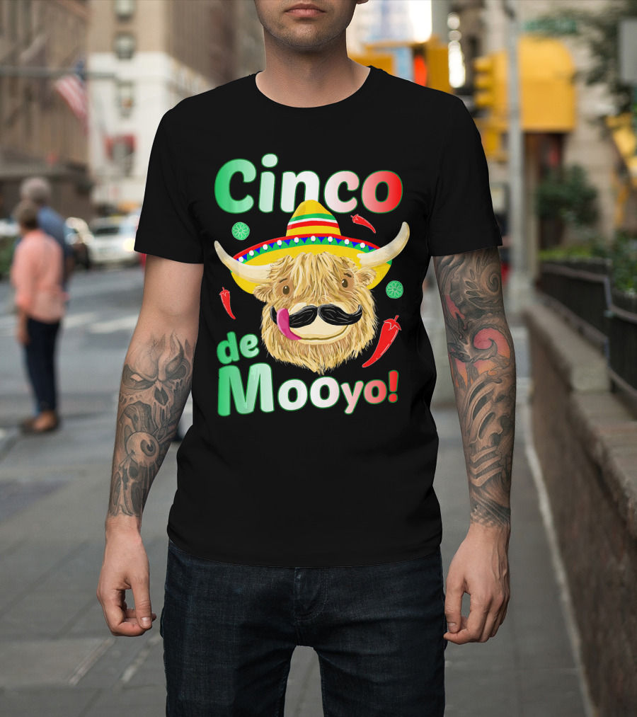 Cinco De Mooyo Scottish Highland Cow Fiesta T-Shirt