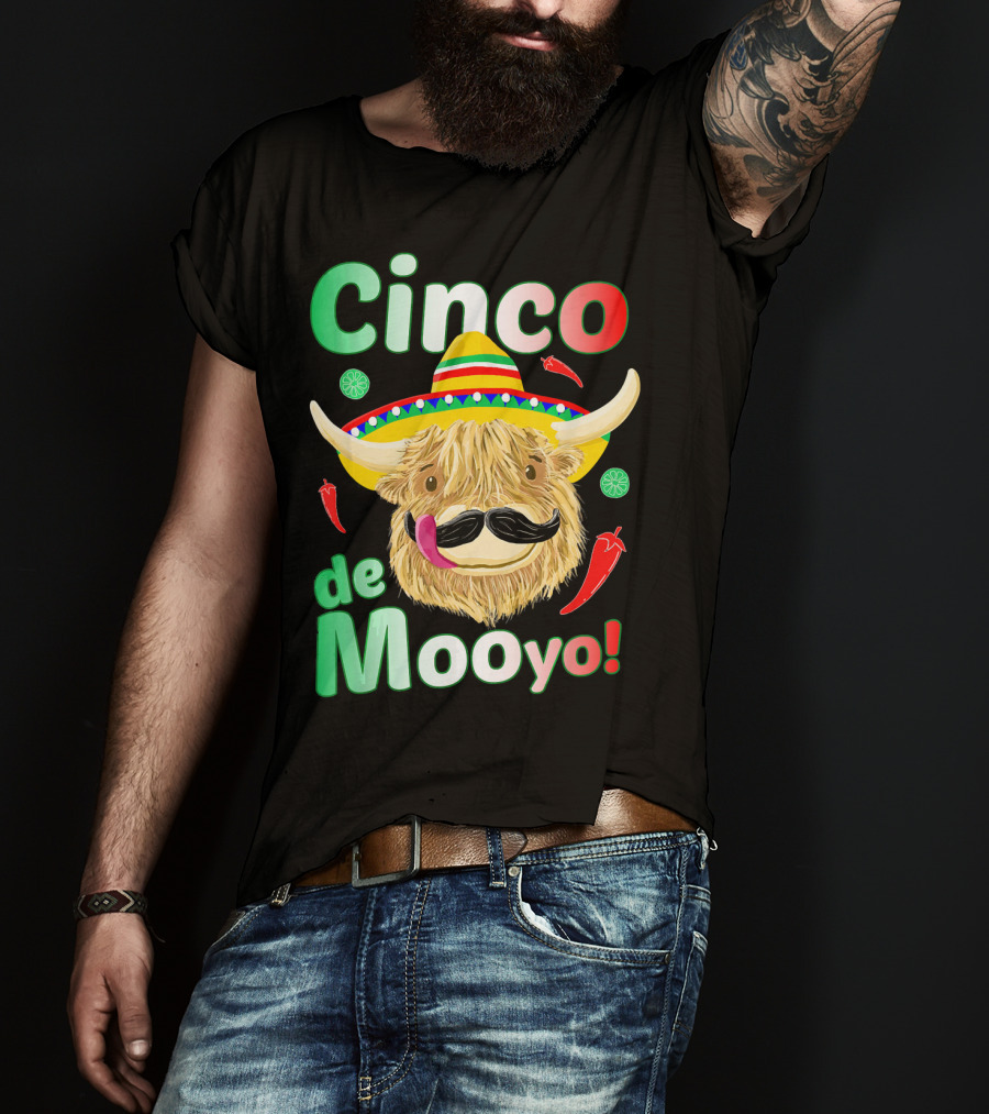 Cinco De Mooyo Scottish Highland Cow Fiesta T-Shirt