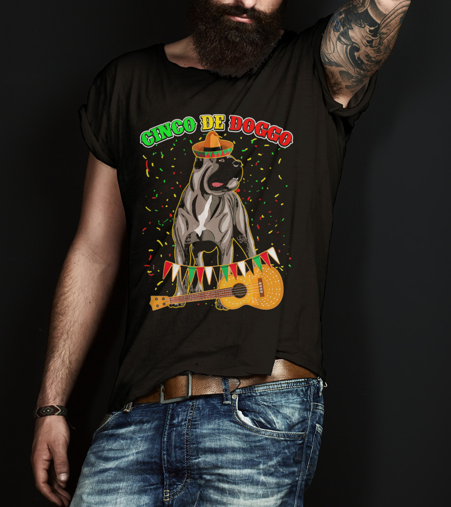 Cinco De Mayo Doggo Cane Corso Sombrero Guitar Festival T-Shirt