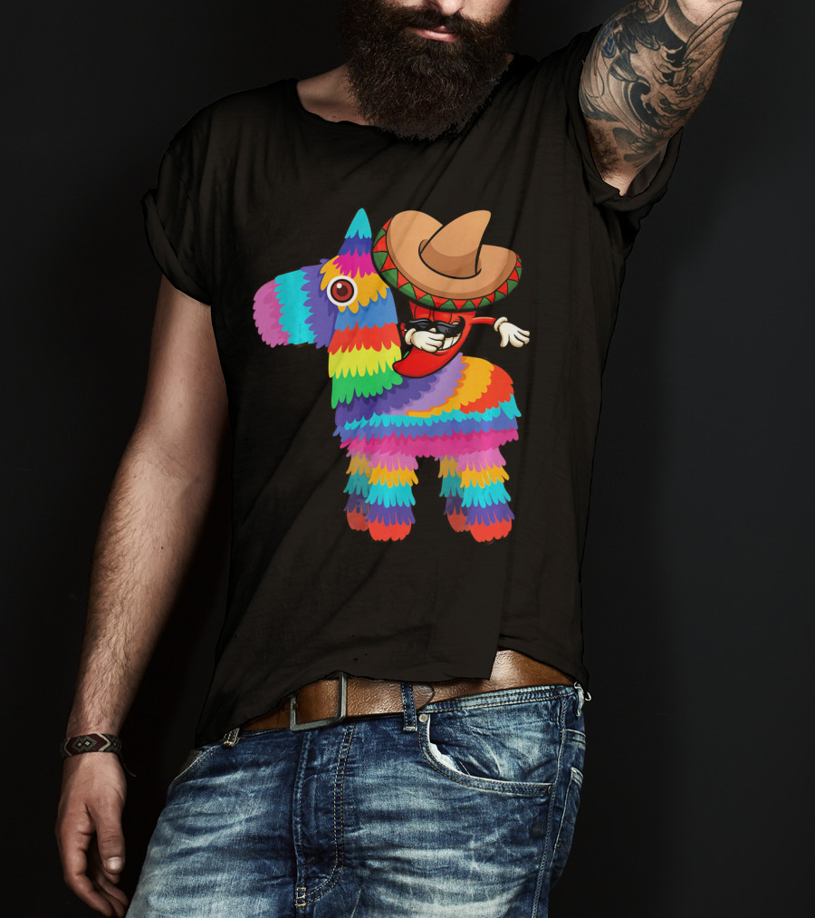 Dabbing Chili Pepper Piñata Cinco Sombrero Fun T-Shirt