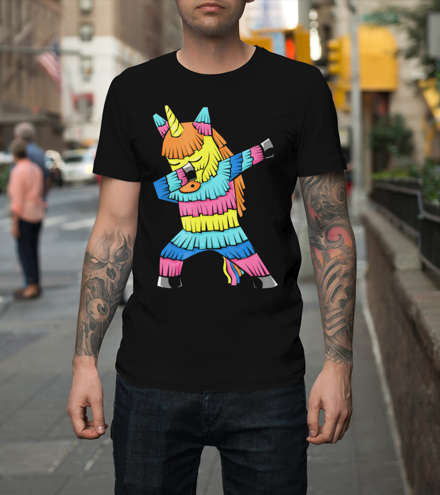 Cinco De Mayo Unicorn Dabbing Colorful Pinata Fun T-Shirt