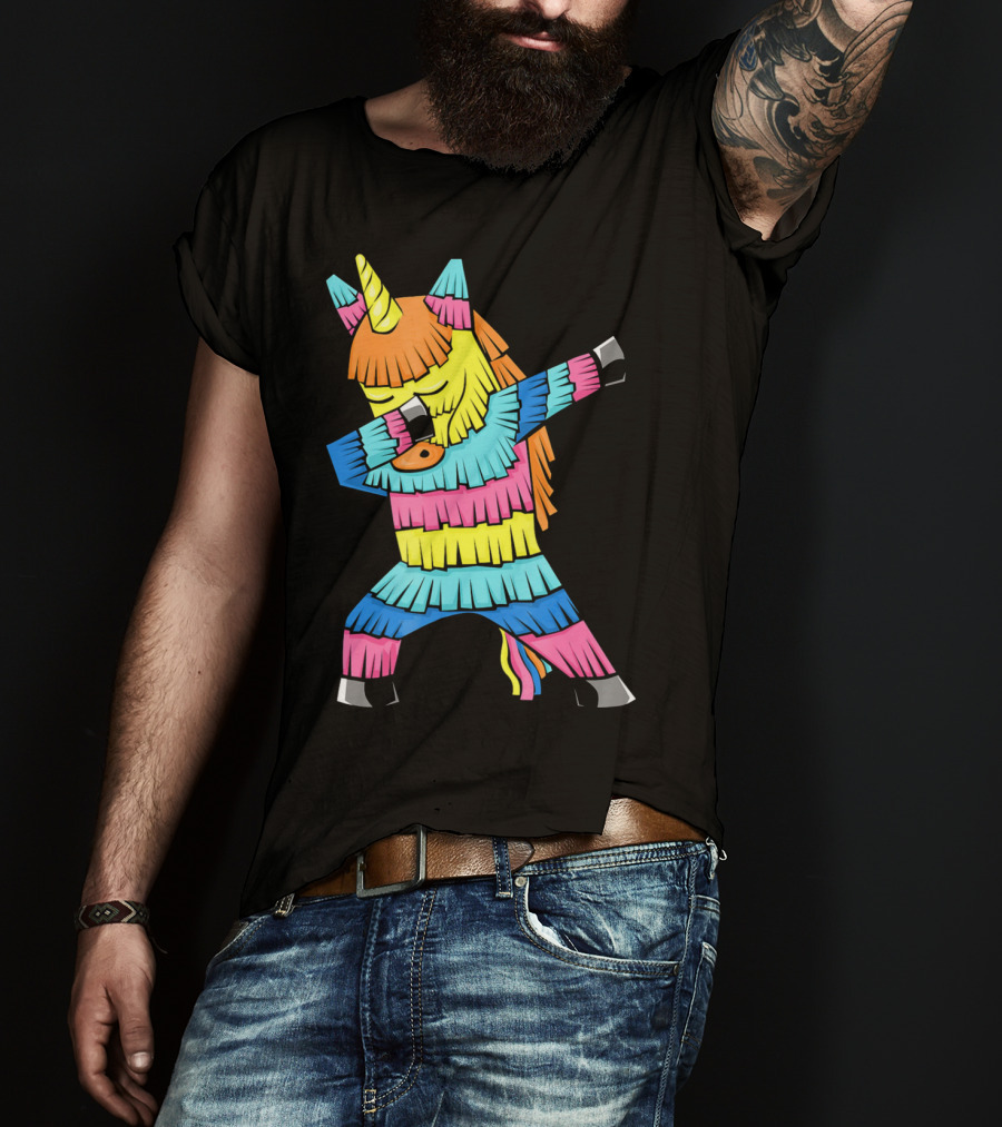 Cinco De Mayo Unicorn Dabbing Colorful Pinata Fun T-Shirt