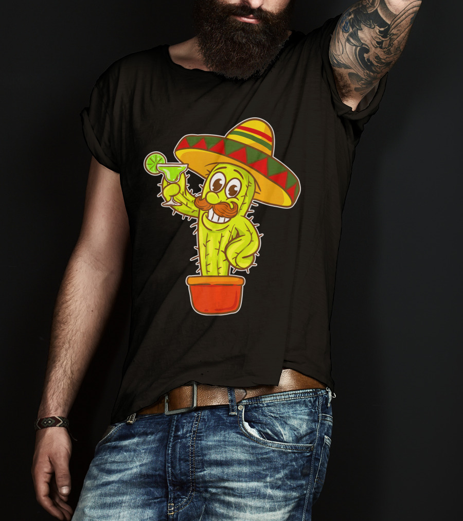 Cinco DE Mayo Cactus Costume Sombrero Margarita T-Shirt