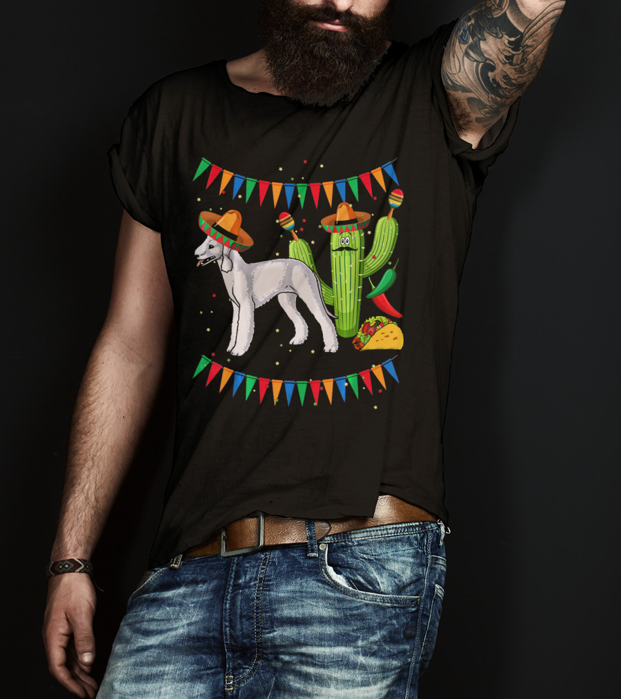 Sombrero Bedlington Terrier Dog Cactus Fiesta Mexico T-Shirt