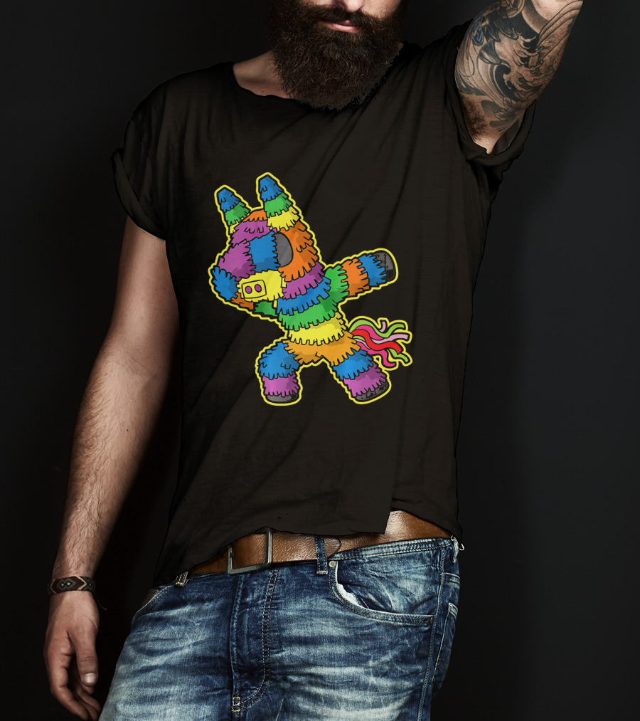 Dabbing Pinata Rainbow Colors Cinco De Mayo Kids Fun T-Shirt