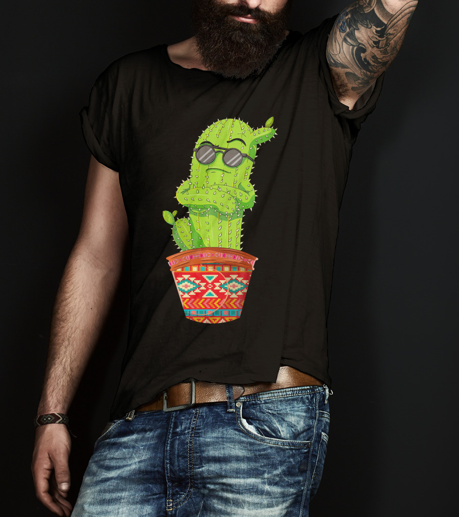 Cinco De Mayo Cool Cactus With Sunglasses In Mexican Pot T-Shirt