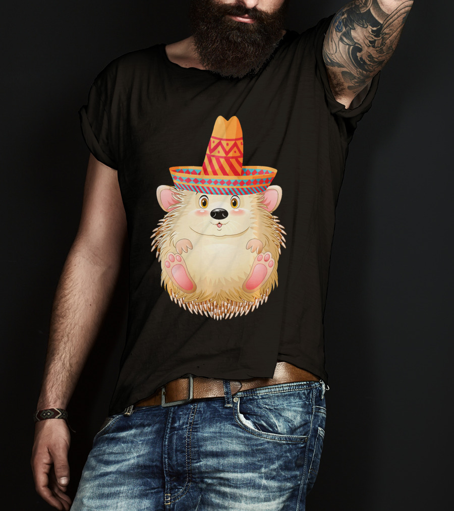 Sombrero Porcupine Mexican Fiesta Vibes T-Shirt