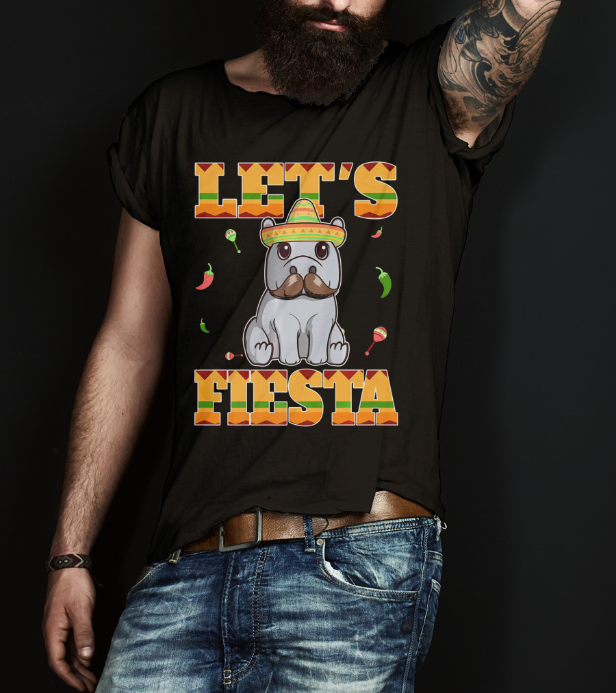 Let's Fiesta Hippopotamus Sombrero Peppers Maracas Cinco De Mayo T-Shirt