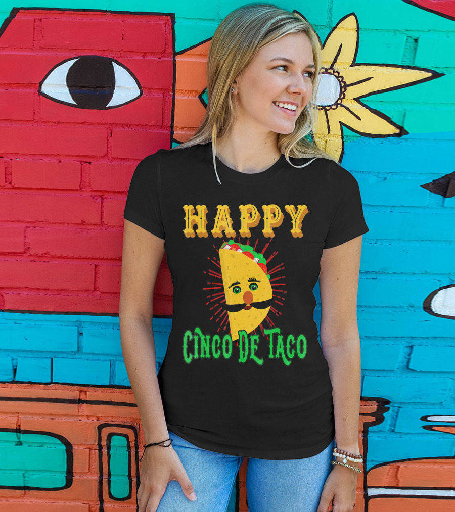 Happy Cinco DE Taco Funny Mustache T-Shirt