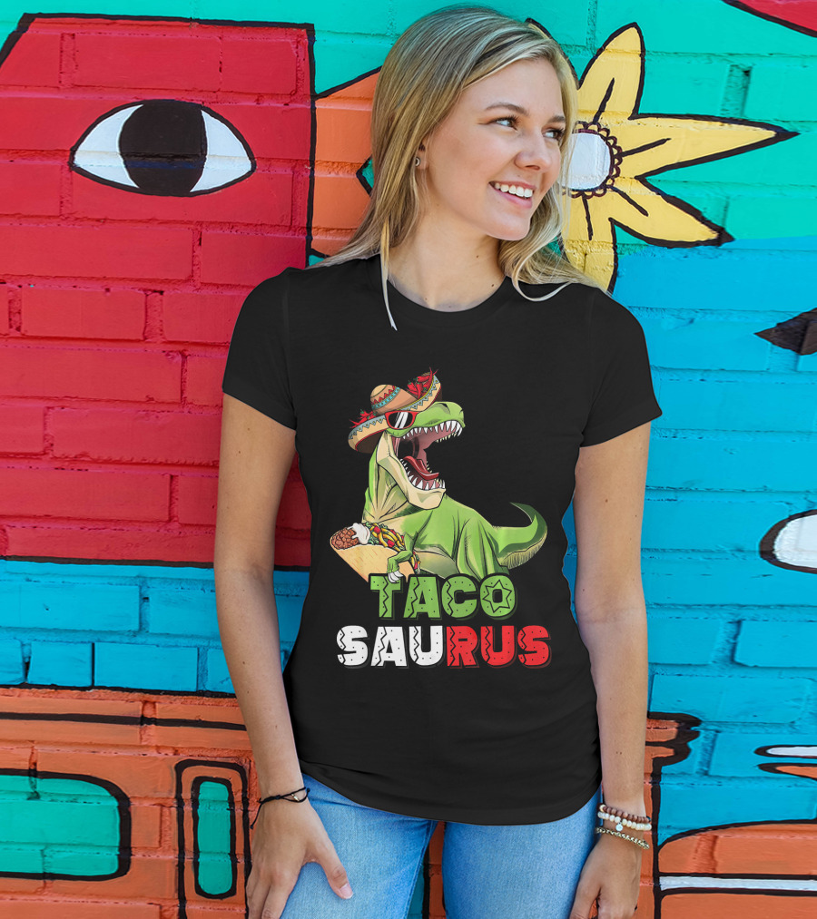 Tacosaurus Mexican Rex Cinco De Mayo Dinosaur Fiesta T-Shirt