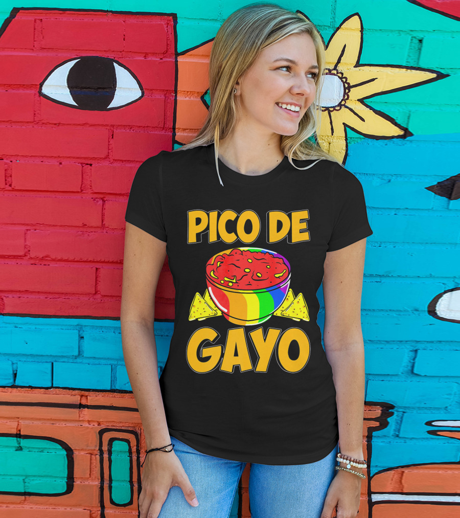 Pico De Gayo Cinco De Mayo Rainbow Salsa Bowl And Tortilla Chips T-Shirt