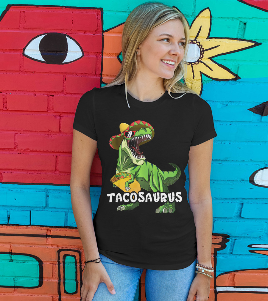 Tacosaurus Cinco De Mayo Rex Tac Dinosaur Sombrero Taco T-Shirt