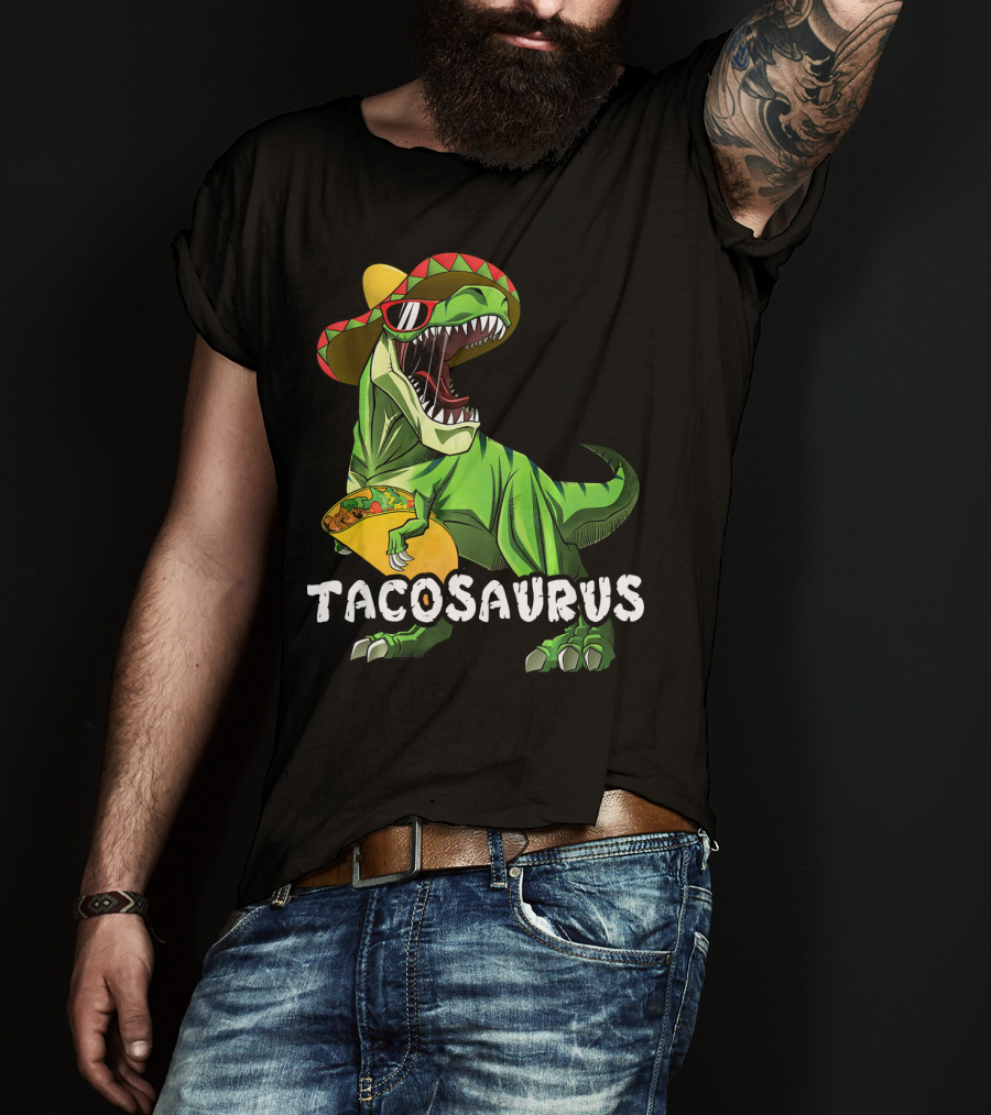 Tacosaurus Cinco De Mayo Rex Tac Dinosaur Sombrero Taco T-Shirt