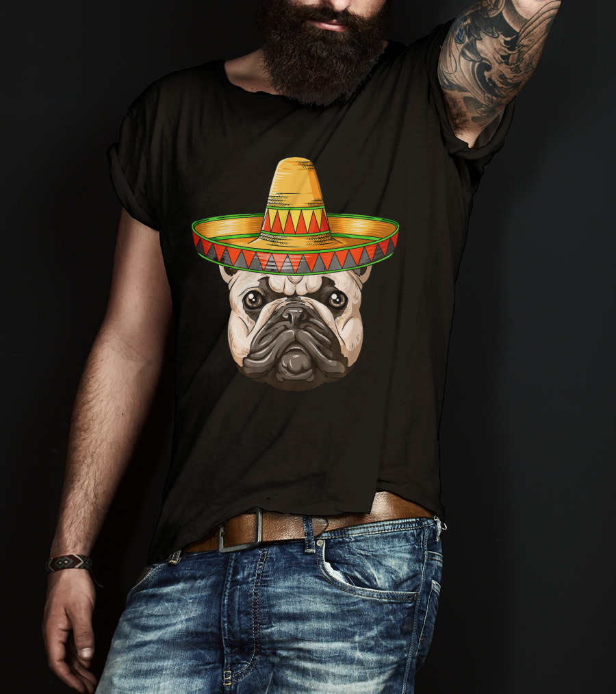 French Bulldog Sombrero Cinco De Mayo Mexican T-Shirt